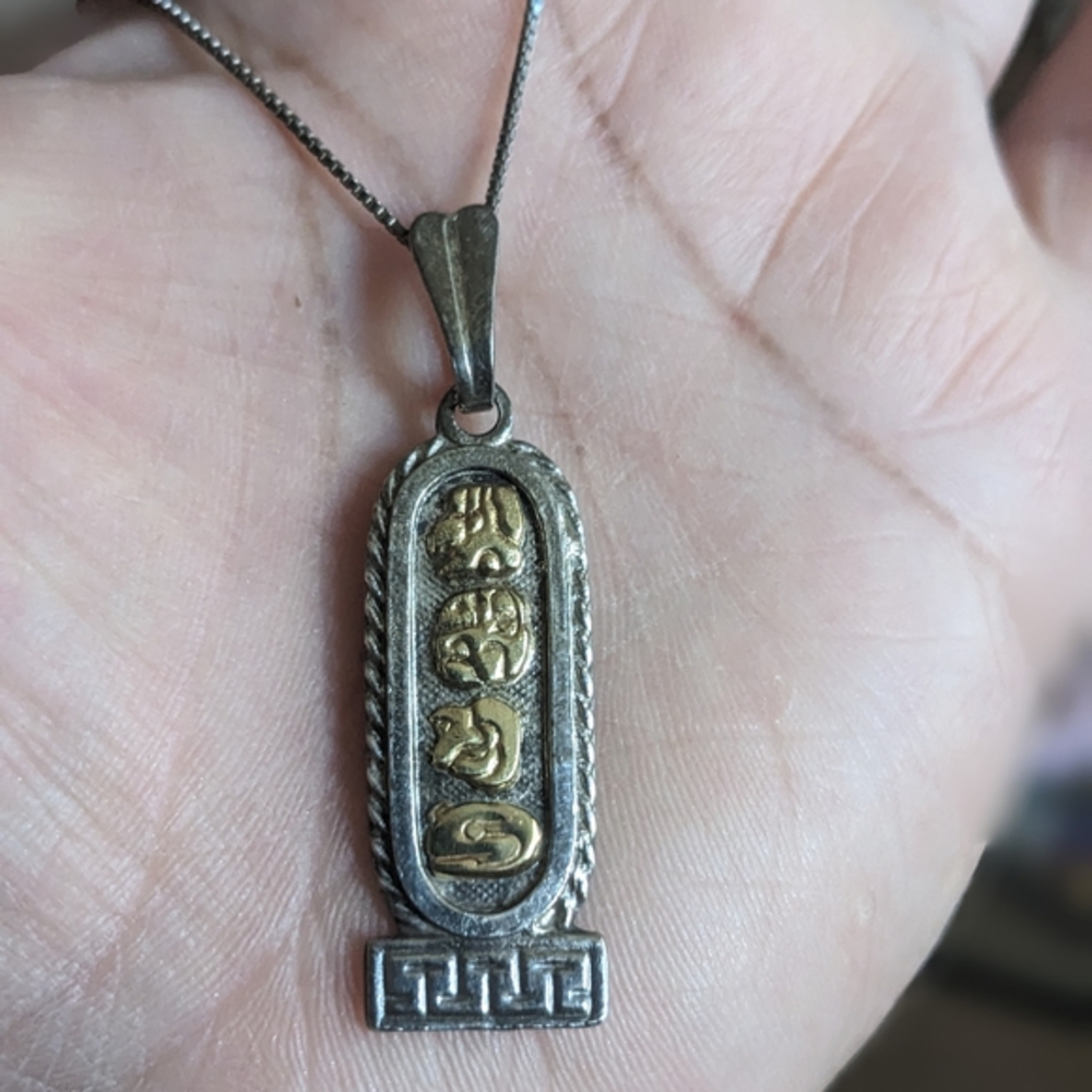Oro Maya Sterling Silver pendant With Gold Symbols